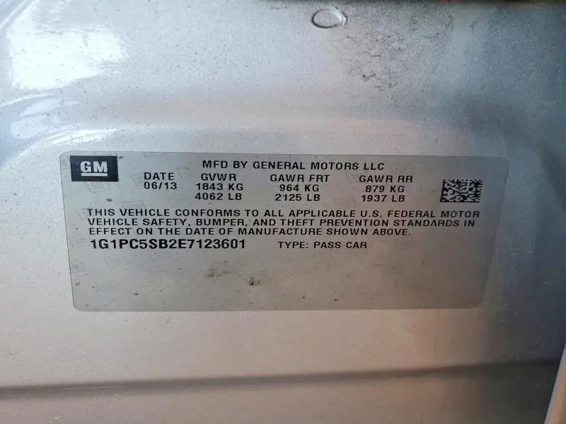 2014 CHEVROLET CRUZE LT  