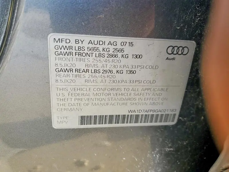 2016 AUDI Q5 PREMIUM PLUS S-LINE  