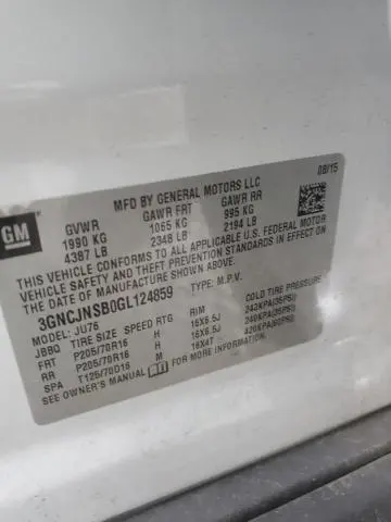2016 CHEVROLET TRAX LS