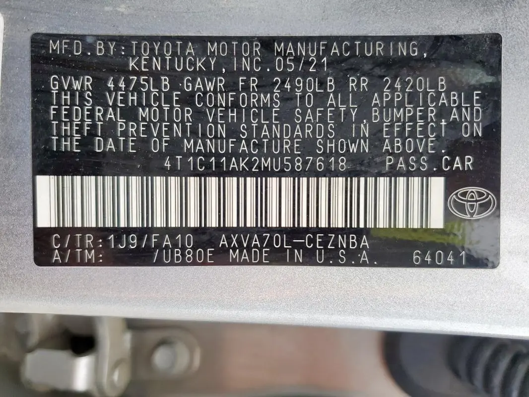 2021 TOYOTA CAMRY LE  
