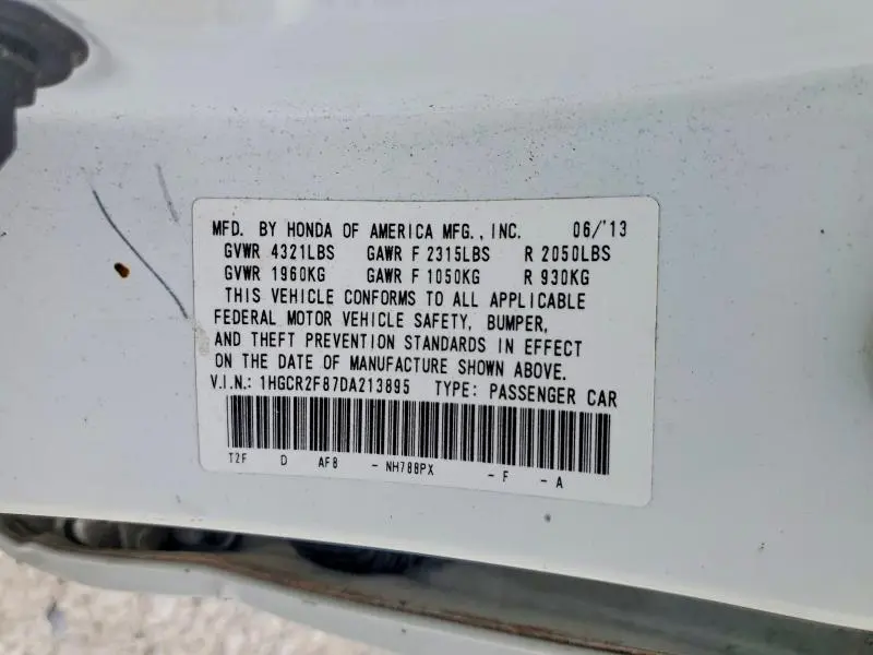 2013 HONDA ACCORD EXL  