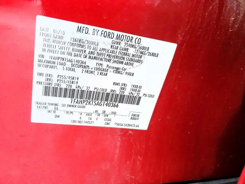 2010 FORD TAURUS SHO  