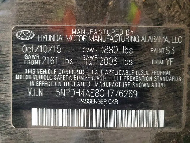 2016 HYUNDAI ELANTRA SE  