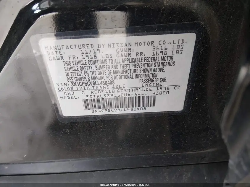 2020 NISSAN KICKS SV XTRONIC CVT
