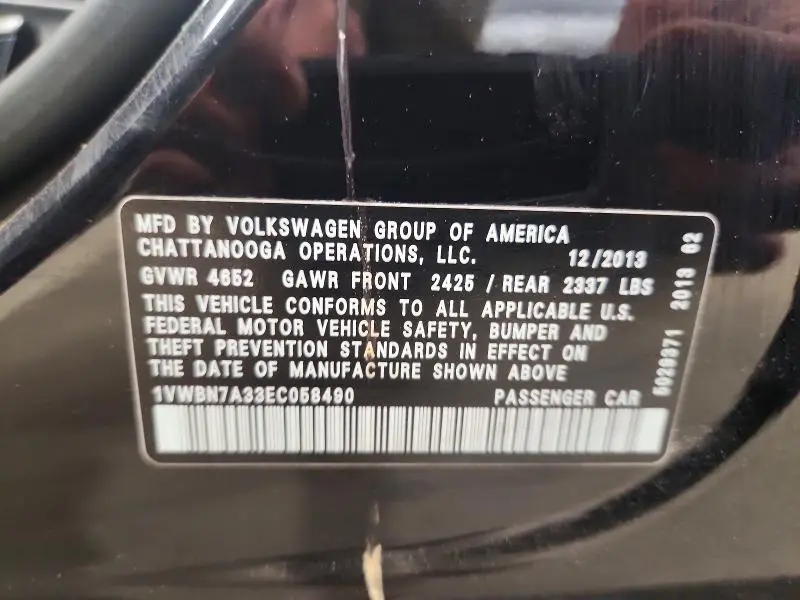 2014 VOLKSWAGEN PASSAT SE  
