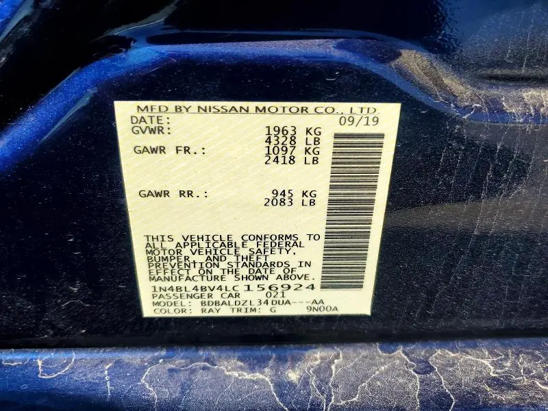 2020 NISSAN ALTIMA S  