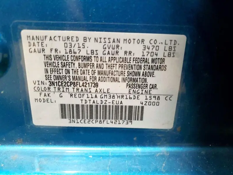 2015 NISSAN VERSA NOTE SV  