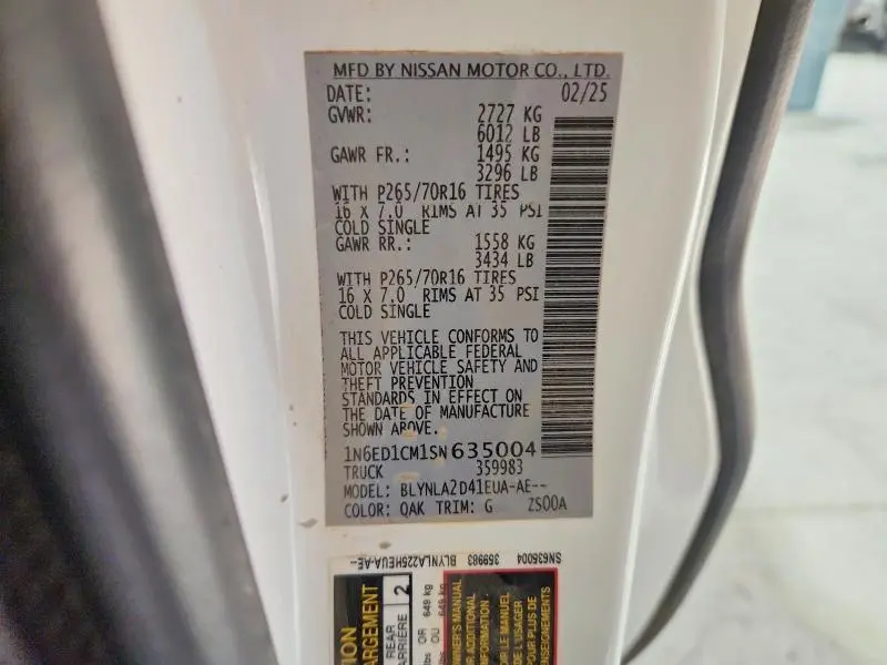 2025 NISSAN FRONTIER S  