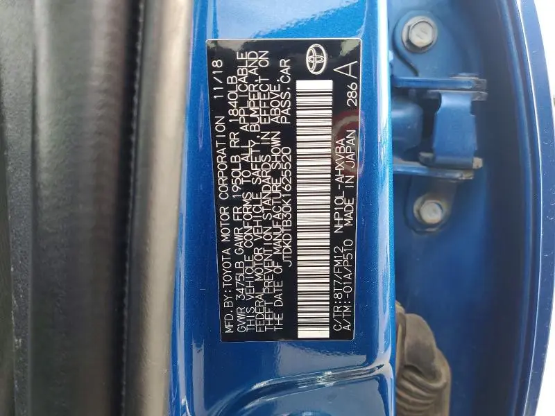 2019 TOYOTA PRIUS C L  