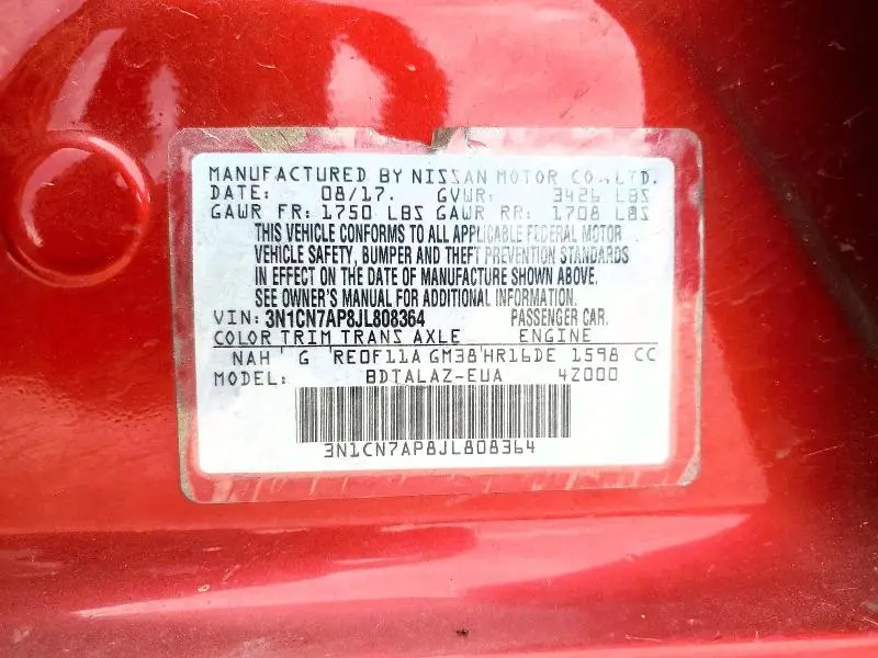 2018 NISSAN VERSA S PLUS  