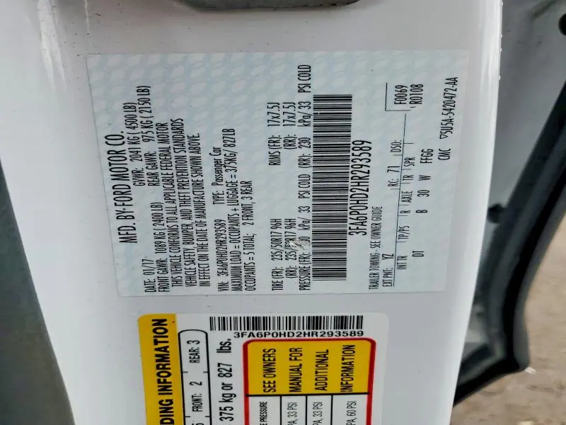 2017 FORD FUSION SE  