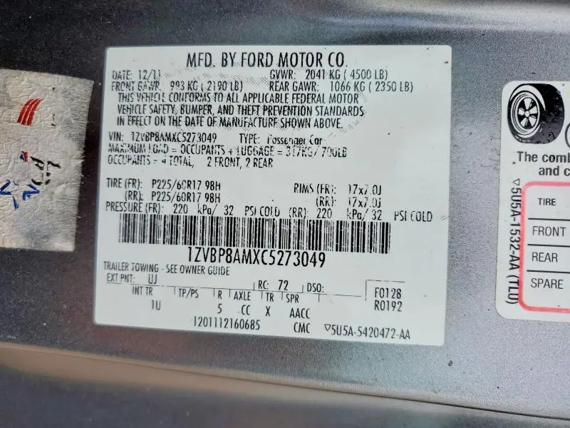 2012 FORD MUSTANG   