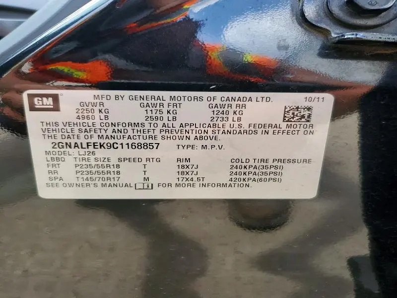 2012 CHEVROLET EQUINOX LTZ  