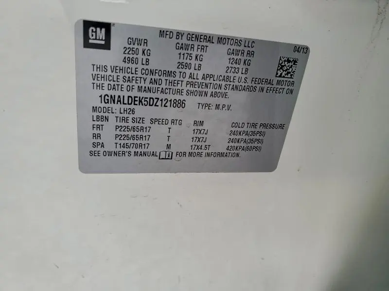 2013 CHEVROLET EQUINOX LT  