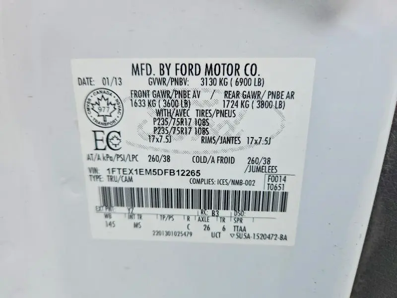 2013 FORD F150 SUPER CAB  