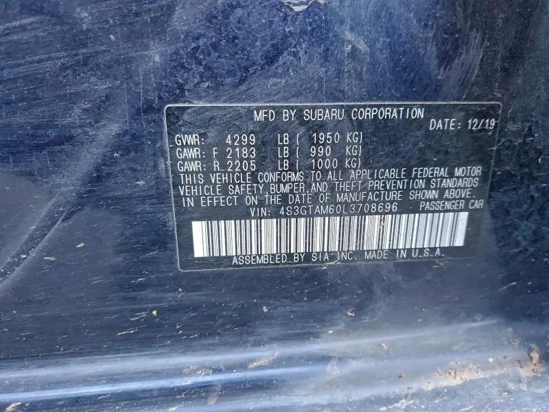 2020 SUBARU IMPREZA SPORT  