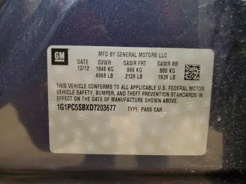 2013 CHEVROLET CRUZE LT  