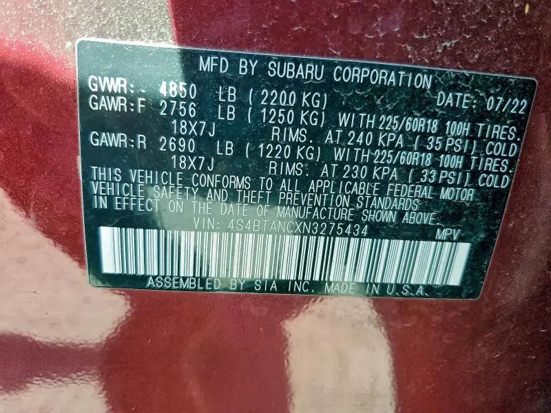 2022 SUBARU OUTBACK LIMITED  