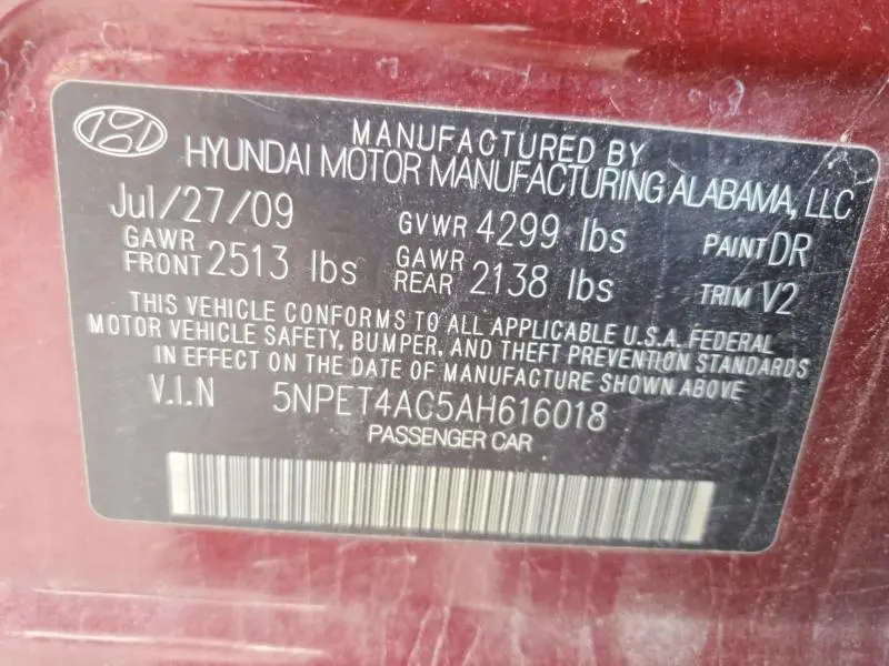 2010 HYUNDAI SONATA GLS  