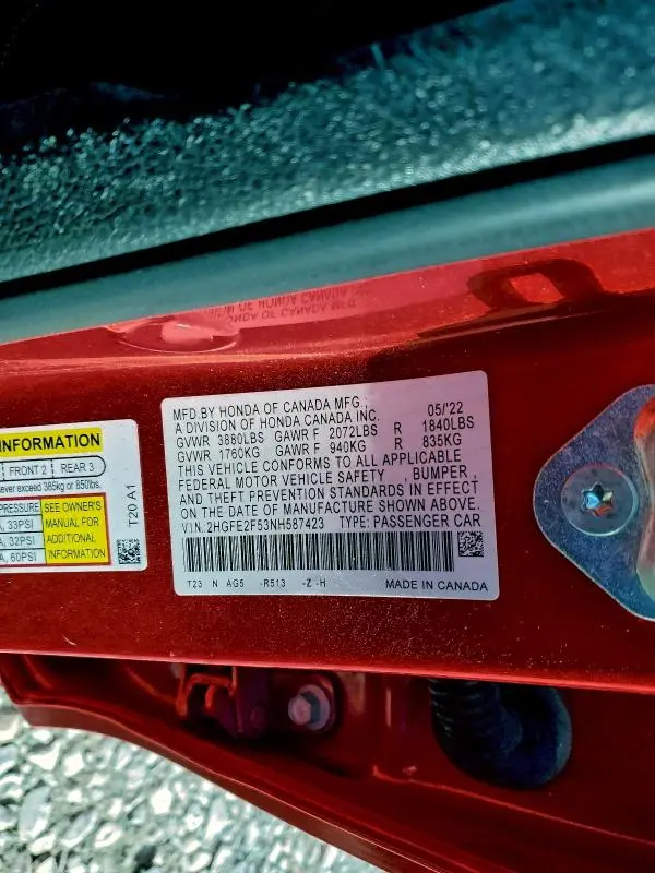 2022 HONDA CIVIC SPORT  