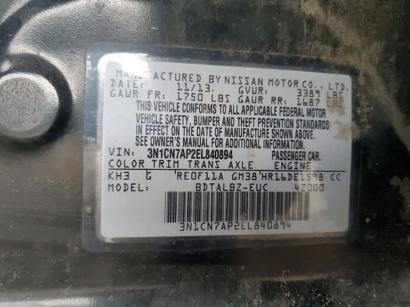 2014 NISSAN VERSA 1.6 SV  