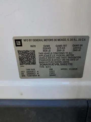 2020 CHEVROLET EQUINOX LT  