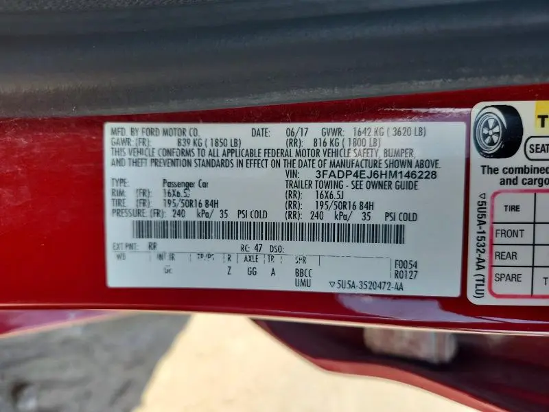 2017 FORD FIESTA SE  