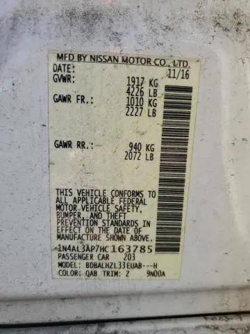 2017 NISSAN ALTIMA 2.5  