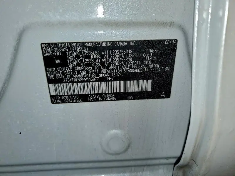 2014 TOYOTA RAV4 LIMITED  