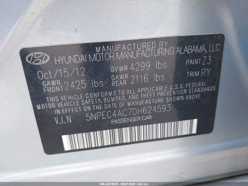 2013 HYUNDAI SONATA SE