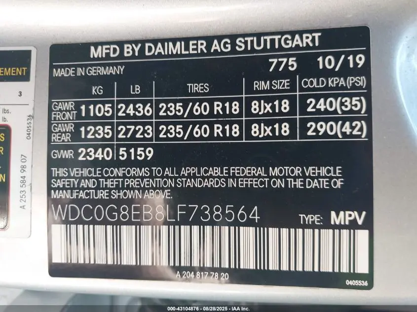 2020 MERCEDES-BENZ GLC 300 4MATIC