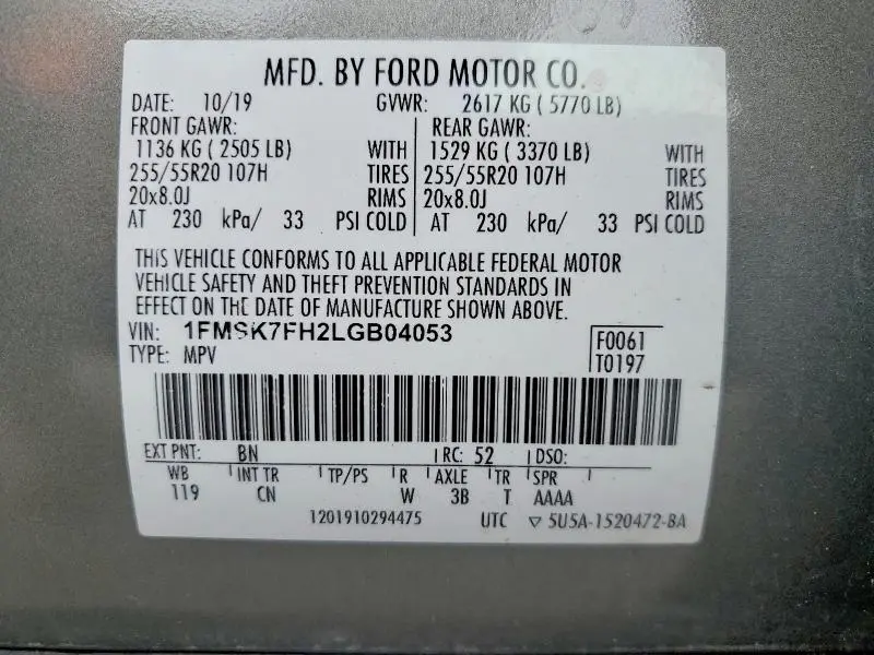 2020 FORD EXPLORER LIMITED  