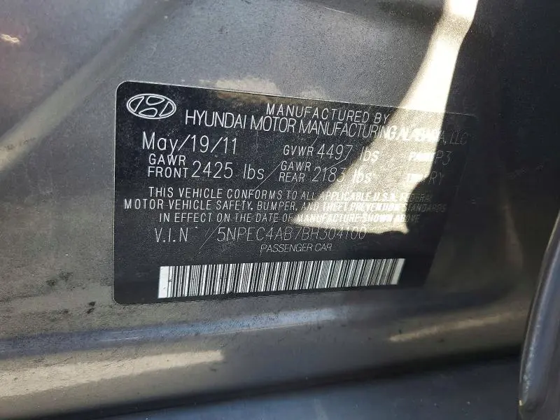 2011 HYUNDAI SONATA LIMITED 2.0T  