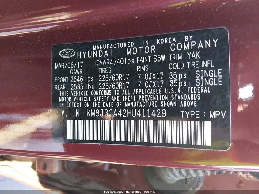2017 HYUNDAI TUCSON SE