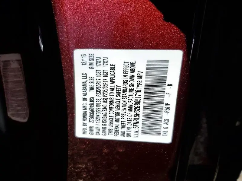 2016 HONDA ODYSSEY SE  