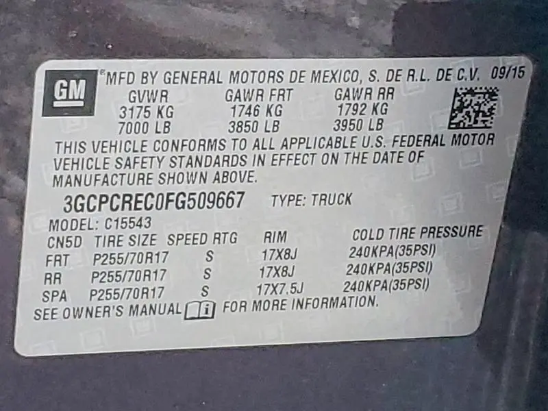 2015 CHEVROLET SILVERADO C1500 LT  