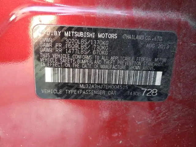 2014 MITSUBISHI MIRAGE DE  