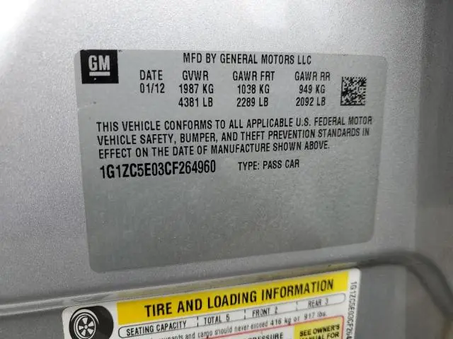 2012 CHEVROLET MALIBU 1LT  