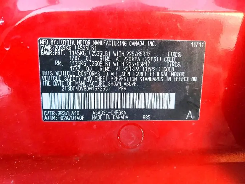 2011 TOYOTA RAV4 LIMITED  