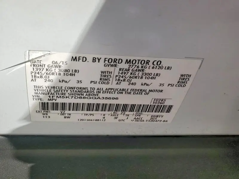 2016 FORD EXPLORER XLT  