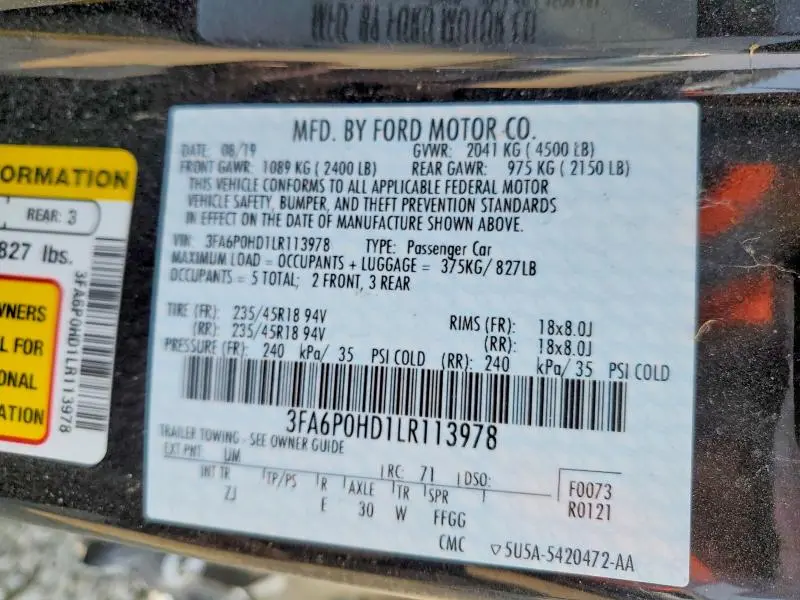 2020 FORD FUSION SE  
