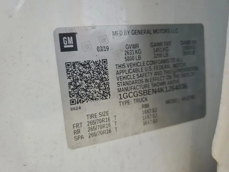 2019 CHEVROLET COLORADO   