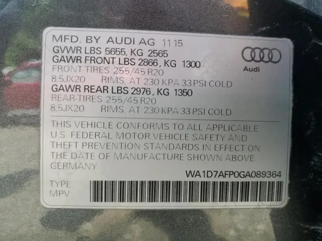 2016 AUDI Q5 PREMIUM PLUS S-LINE  