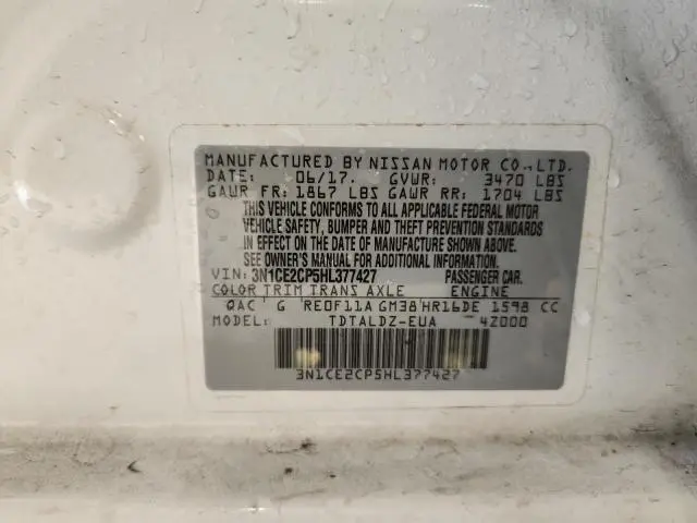 2017 NISSAN VERSA NOTE S  