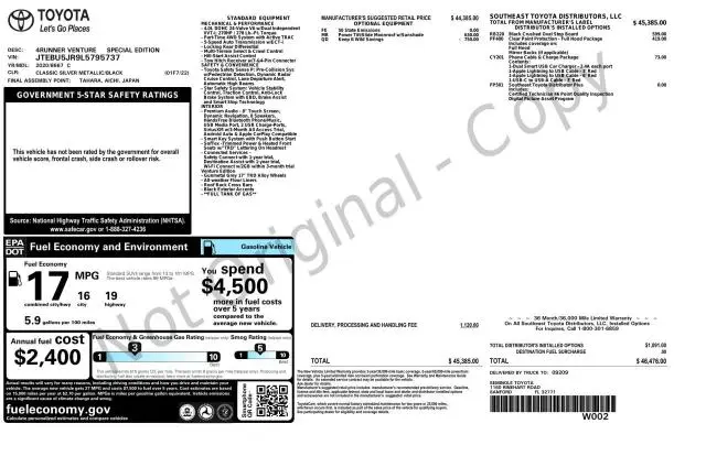 2020 TOYOTA 4RUNNER SR5/SR5 PREMIUM  