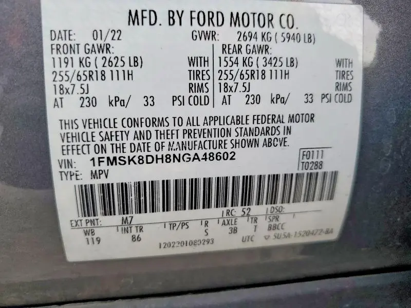 2022 FORD EXPLORER XLT  