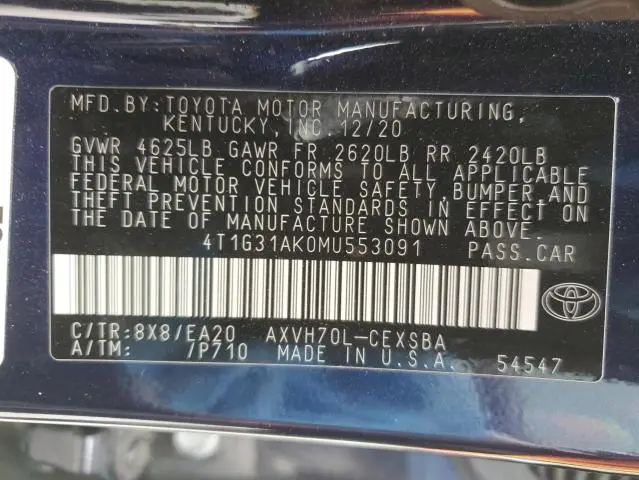 2021 TOYOTA CAMRY SE  