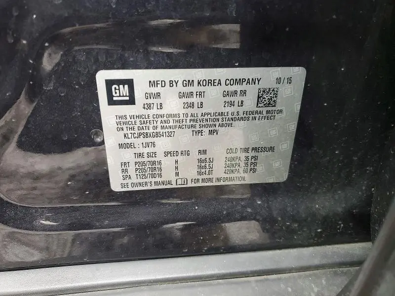 2016 CHEVROLET TRAX 1LT  