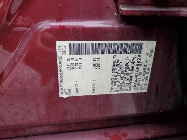 2012 NISSAN MAXIMA S  