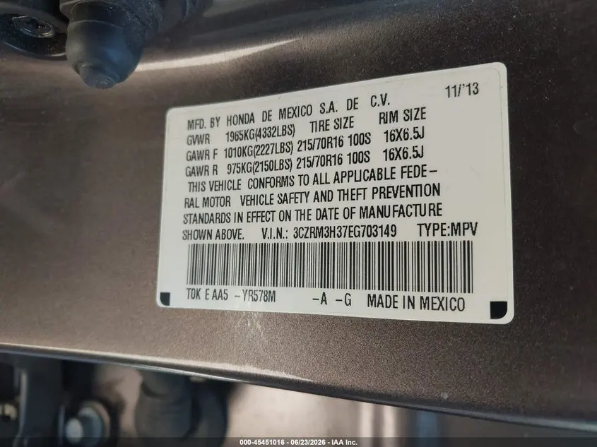 2014 HONDA CR-V LX